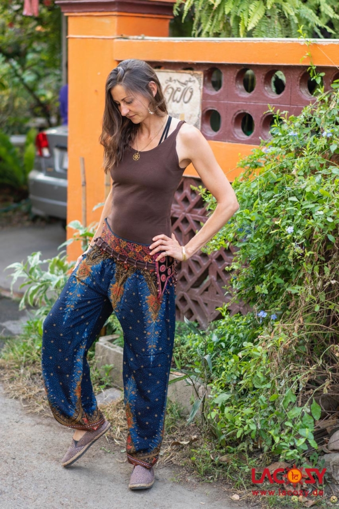 Luftige Pumphose ORIENTAL FEATHERS Yogahose Damen Dunkelblau – Bild 5