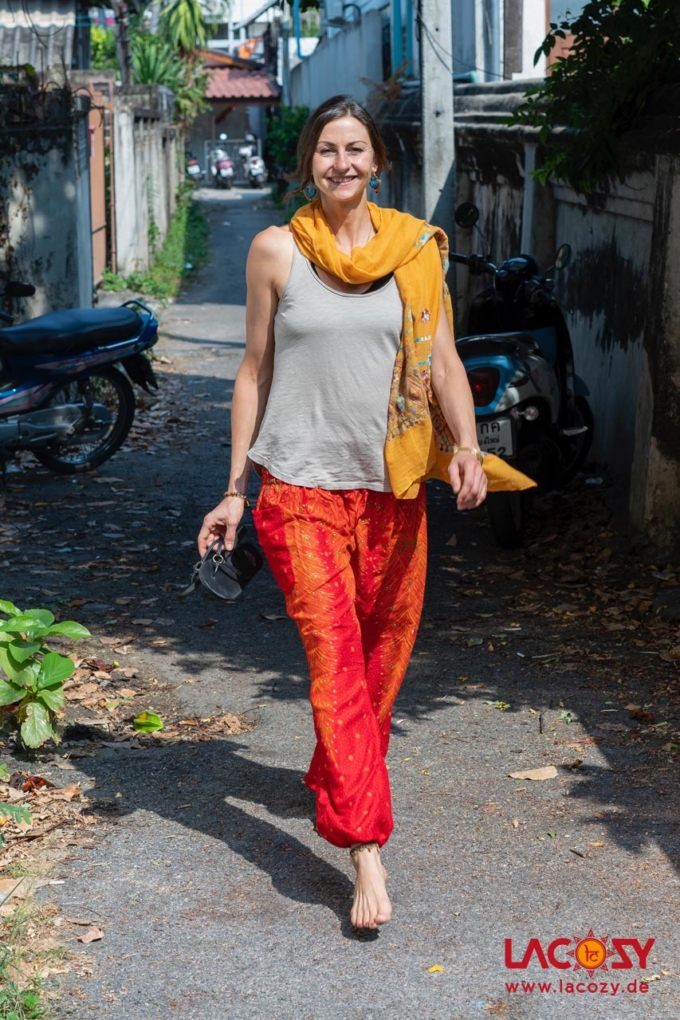Luftige Pumphose ORIENTAL FEATHERS Yogahose Damen Rot | Orange