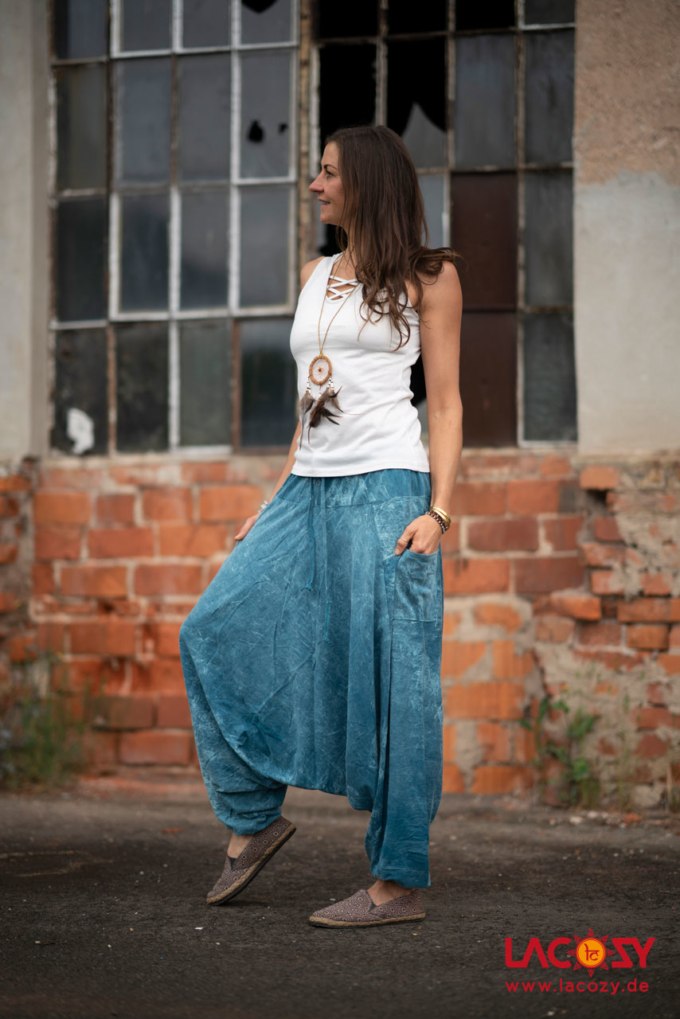 Weiche Haremshose ANI Unisex | Petrol