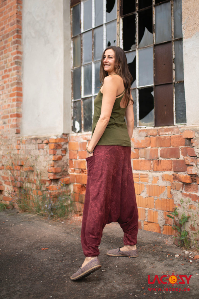 Weiche Haremshose ANI Unisex | Weinrot – Bild 2
