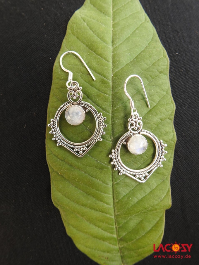 Ohrringe RUBY mit Mondstein  925 Silber