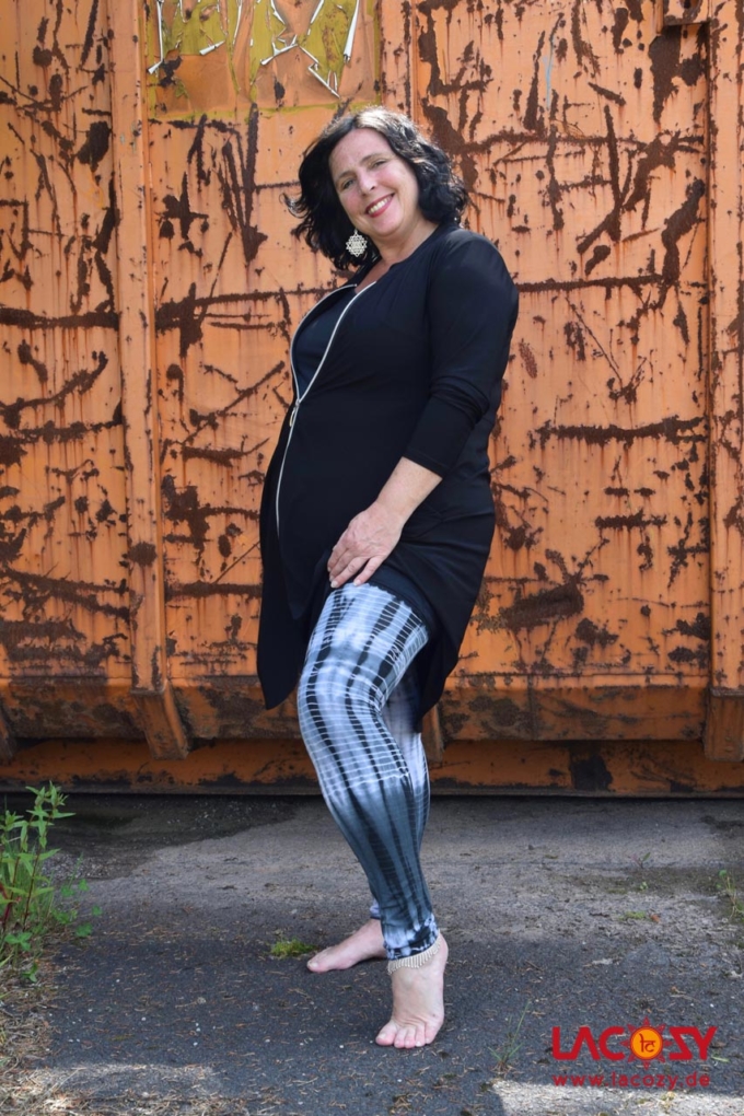 Leggins Batik Design XXL | Weiss-Grau
