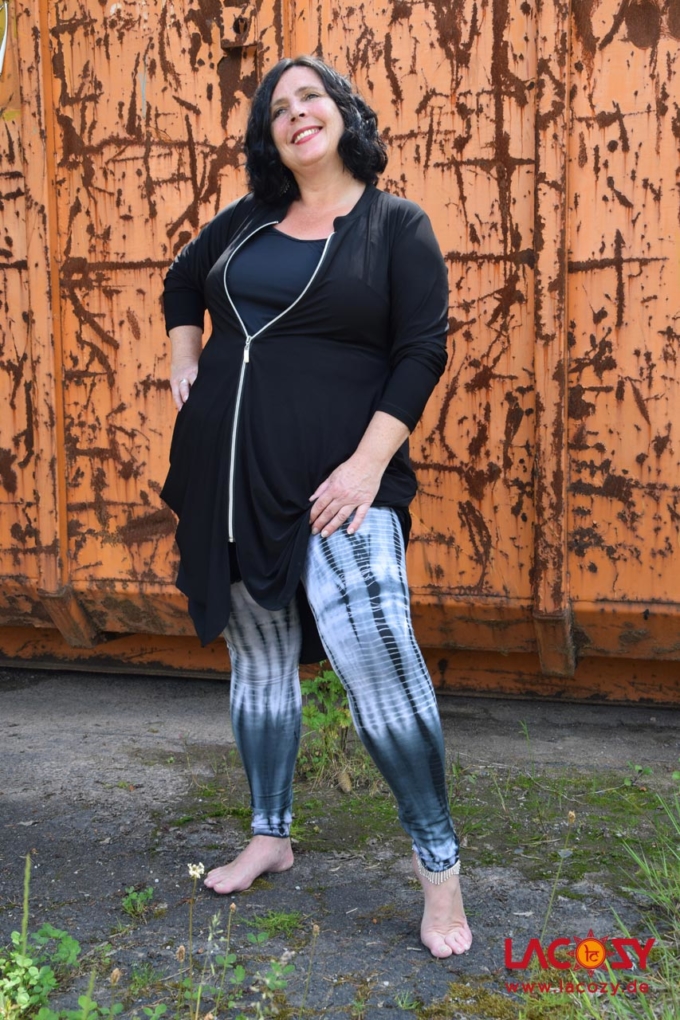 Leggins Batik Design XXL | Weiss-Grau – Bild 3