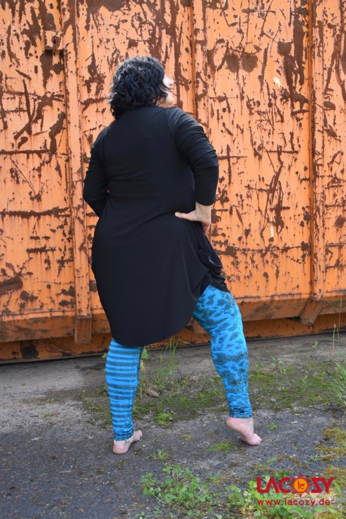 Leggings M- XXL Batikleggings Damen Petrol – Bild 2
