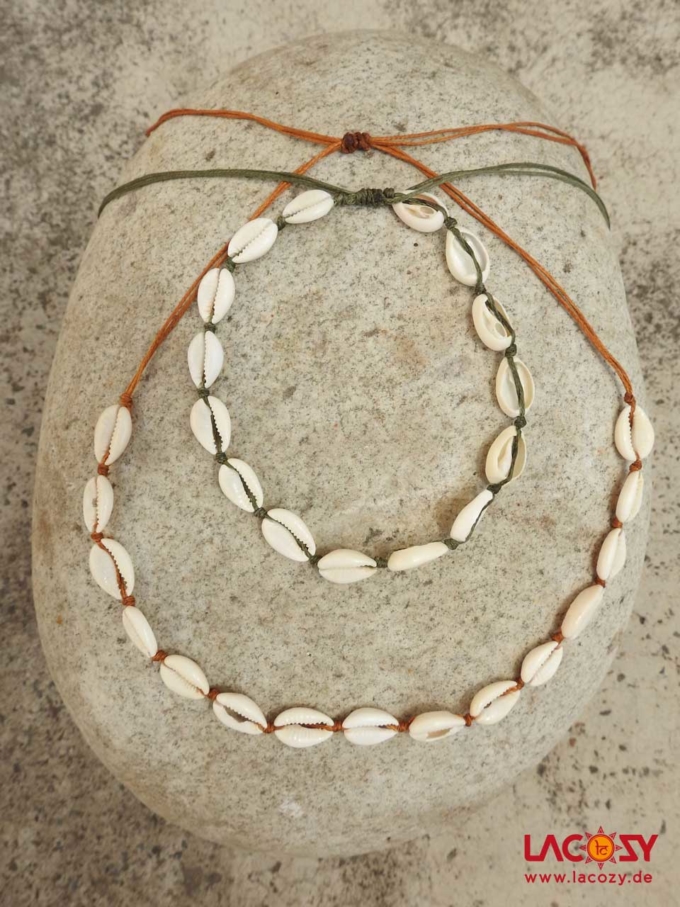 Muschel Kette, Stirnband  Khaki – Bild 6