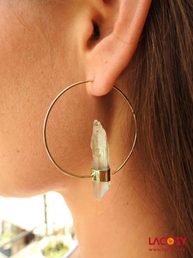 Große Creole CRYSTAL mit Bergkristall  Gold – Bild 3