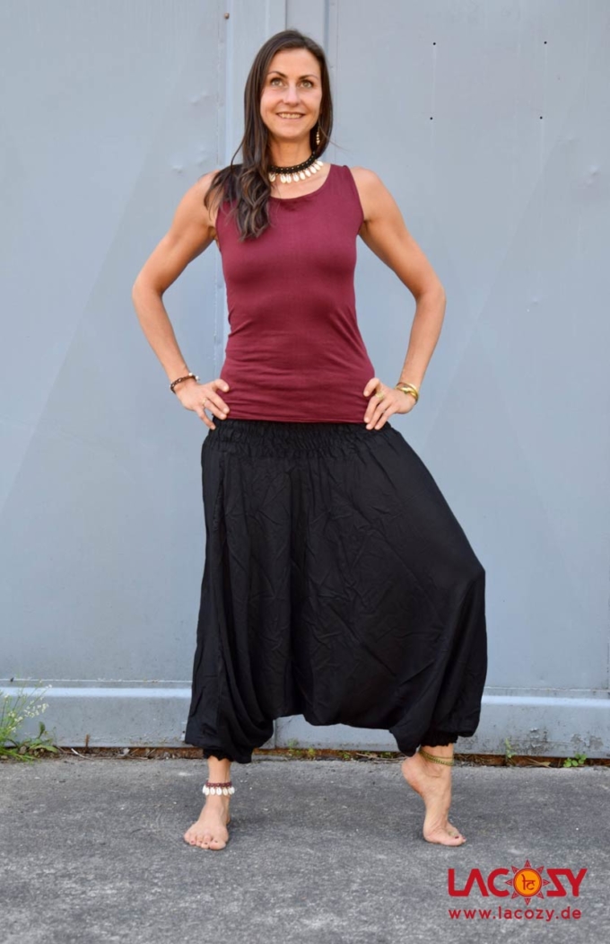Haremshose Hosenkleid UNI Damen Schwarz – Bild 2