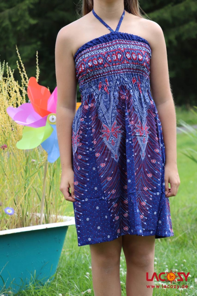 Sommerkleid und Rock mit Federnmuster Blau | Rot – Bild 6