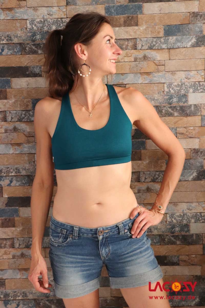 Yoga Top DIAMONDS Bustier Oberteil | Petrol – Bild 2