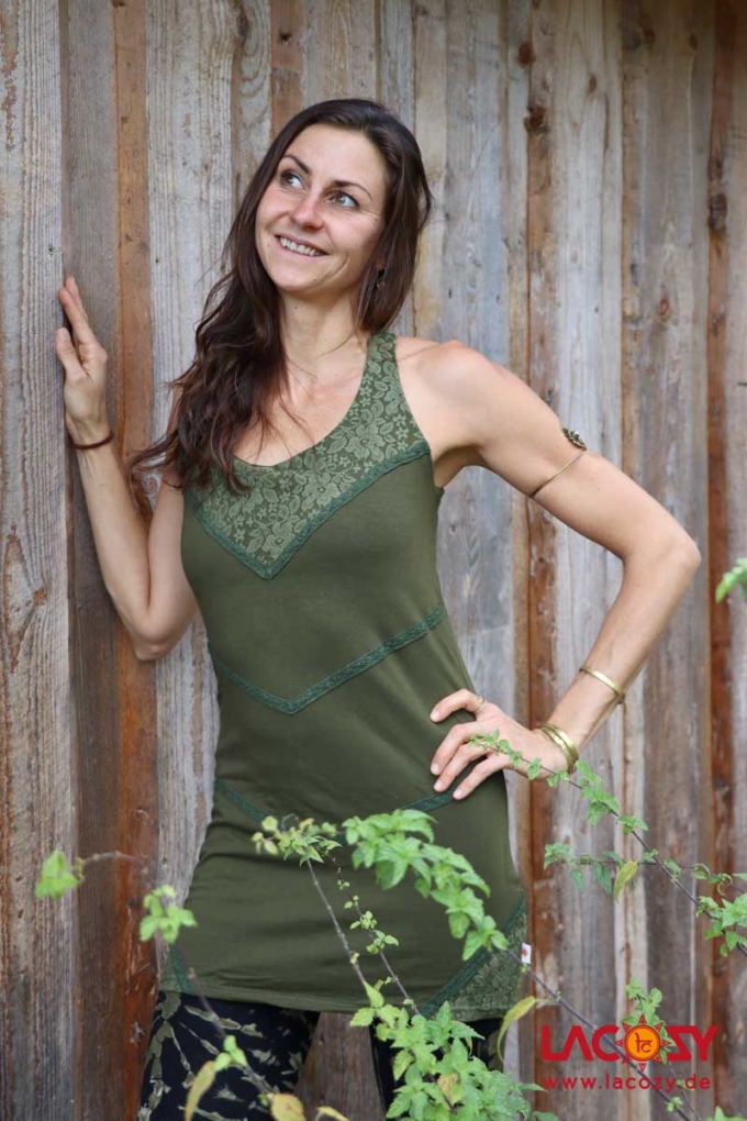 Spitzentop / Minikleid MAITREYA mit Bustier Khaki – Bild 4