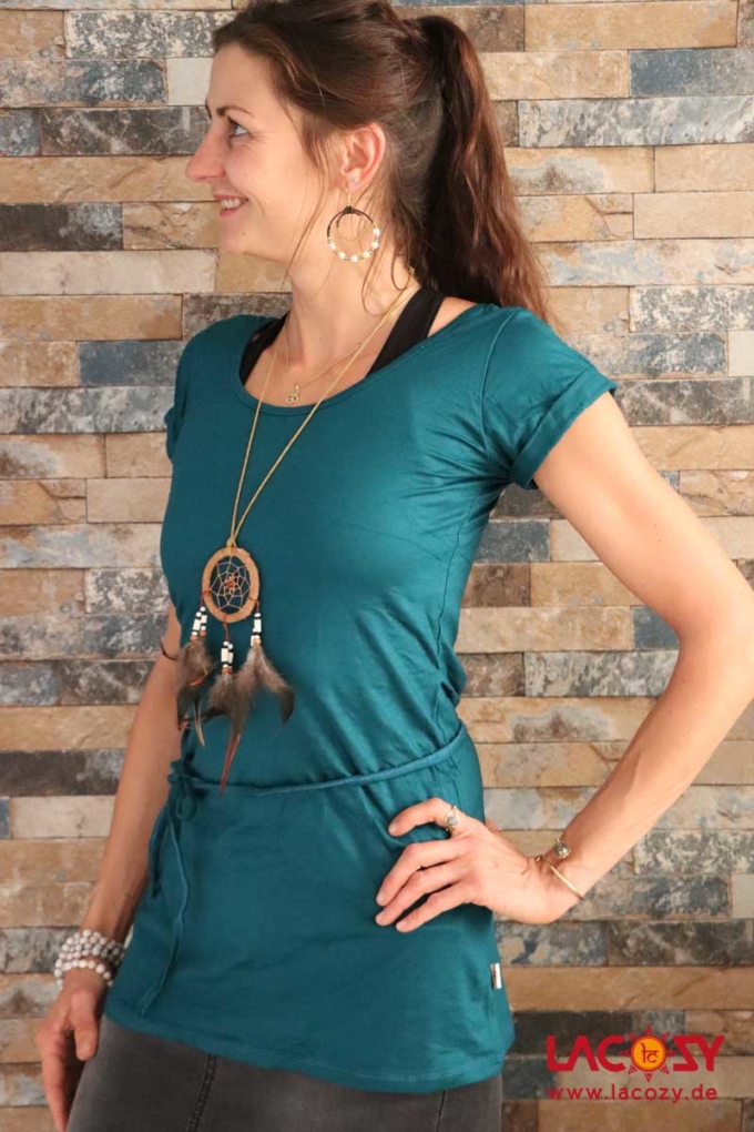 Langes T-Shirt LEYLA mit offenem Rücken Petrol – Bild 3