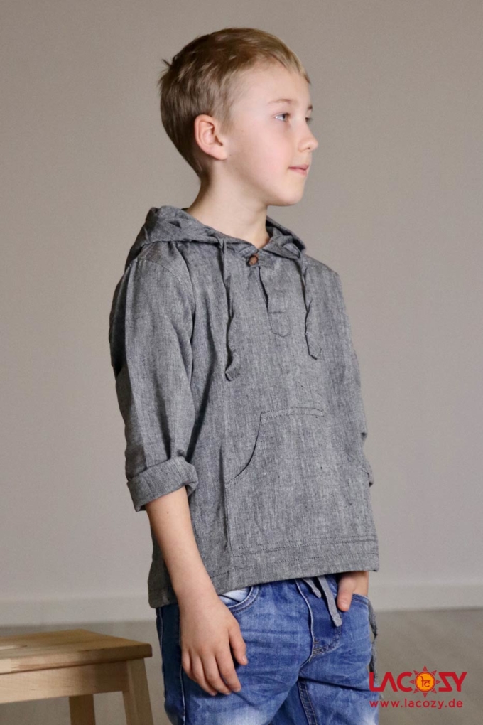 Kinder Hemd Fisherman Kurtha für Kids Grau