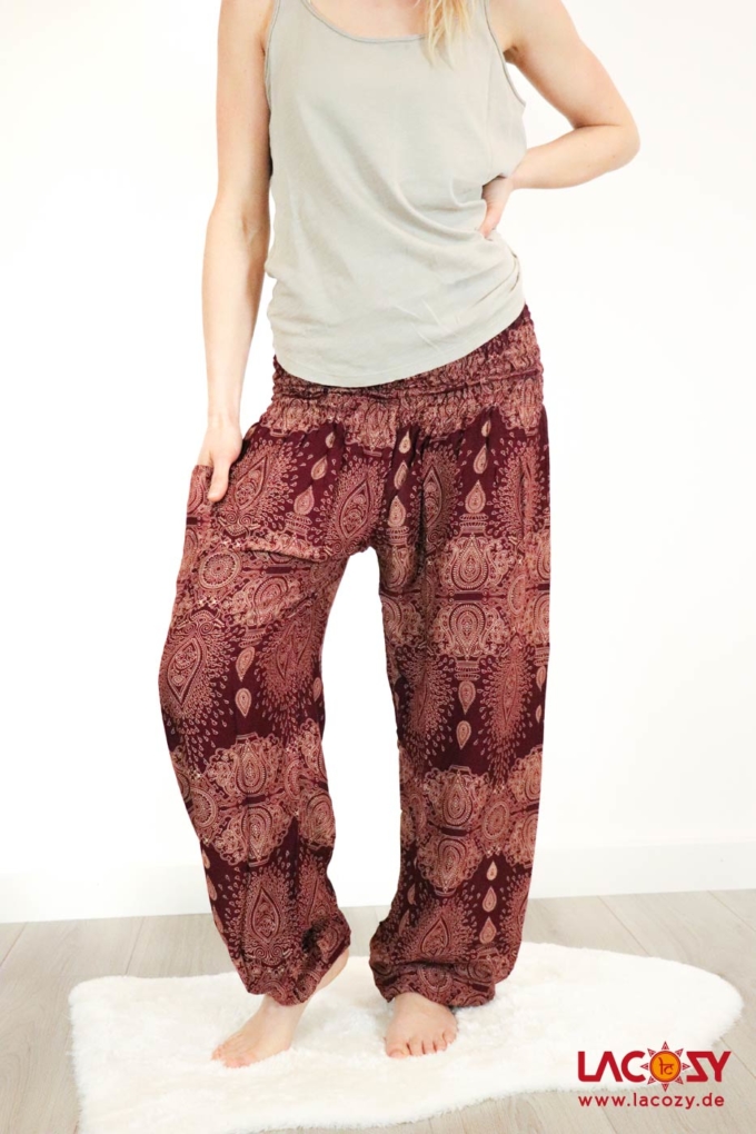 Geschmeidige Pumphose Yogahose PAISLEY | Bordeaux