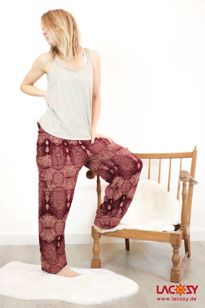 Geschmeidige Pumphose Yogahose PAISLEY | Bordeaux – Bild 5