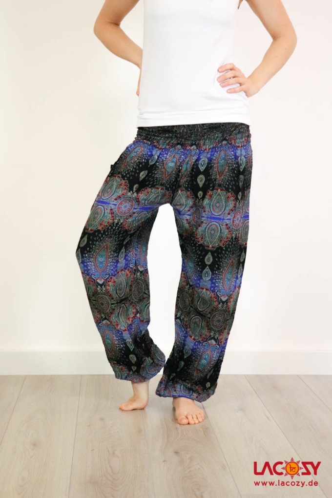 Luftige Pumphose mit Paisleymuster Yogahose Schwarz | Dunkelblau