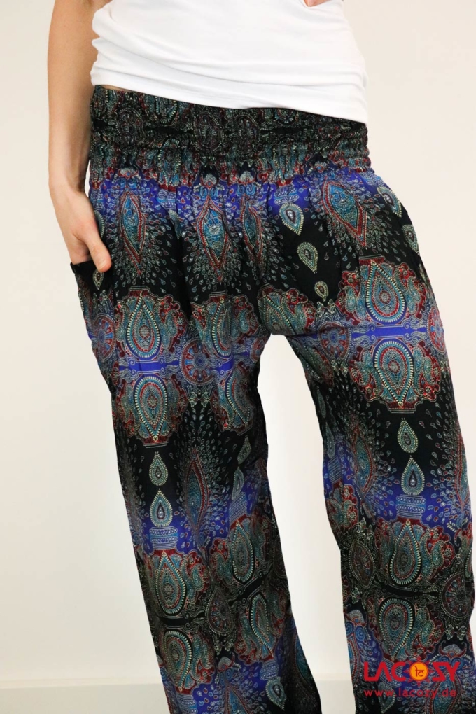 Luftige Pumphose mit Paisleymuster Yogahose Schwarz | Dunkelblau – Bild 2