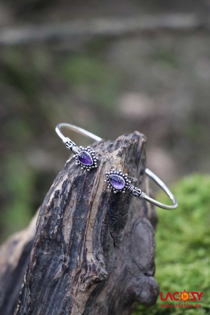 Silberner Armreif mit Amethyst | Silber – Bild 3