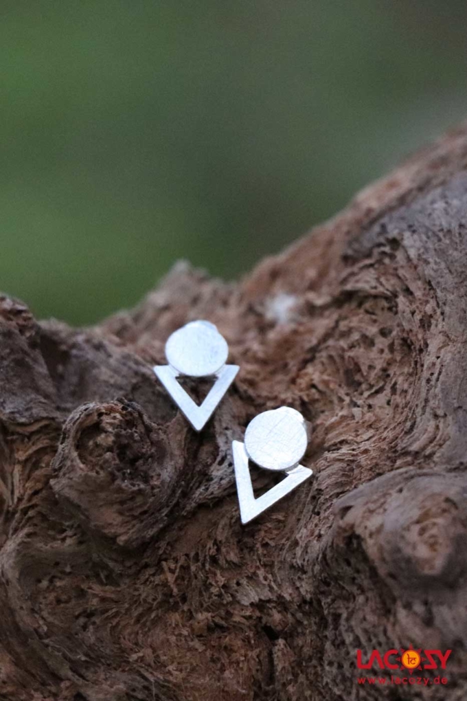 Set GEO aus Silber Ohrringen und Kette  Silber – Bild 3