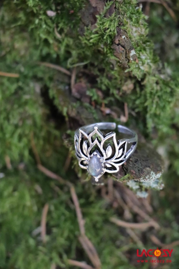 LOTUS Silberring mit Labradorit – Bild 5