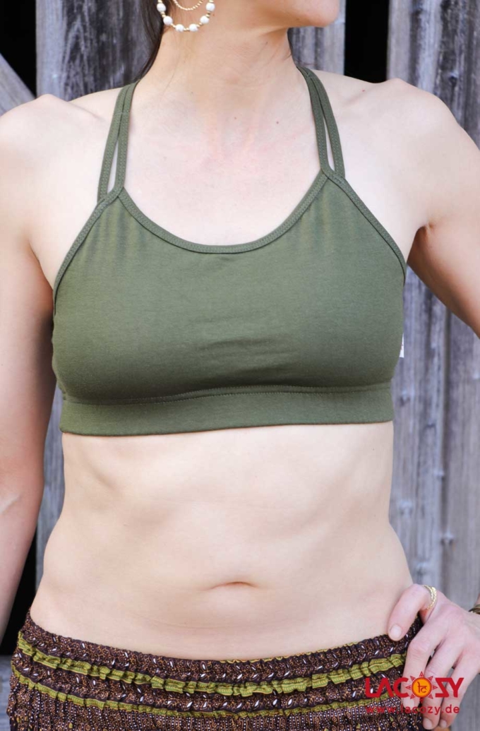 Yoga Top CROSS Bustier Oberteil | Khaki – Bild 2