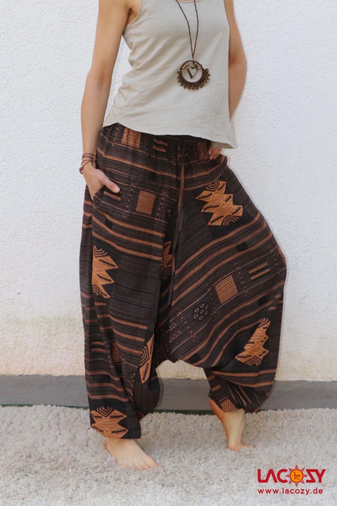 Unisex Haremshose AZTECI | Braun