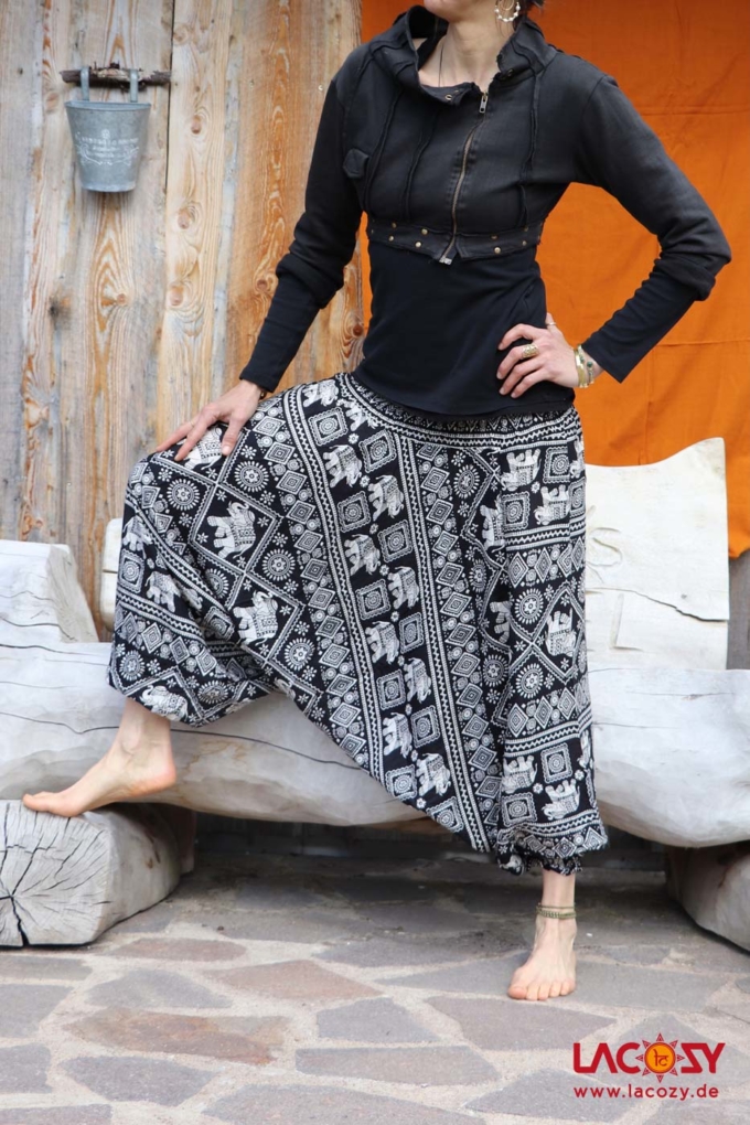 Haremshose  Hosenkleid ELEFANTS Schwarz | Weiß