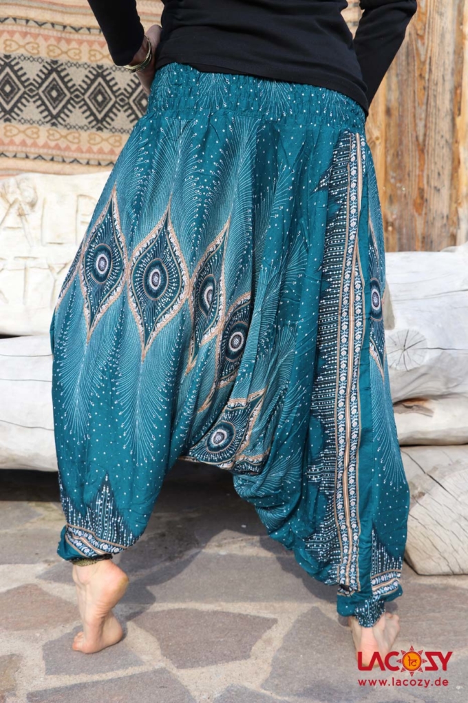 Haremshose Hosenkleid mit PFAUENAUGE Petrol – Bild 5