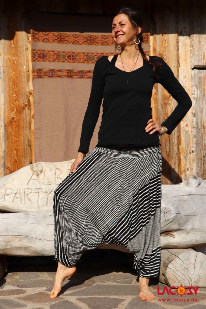 Haremshose  Hosenkleid STRIPES Schwarz | Weiss