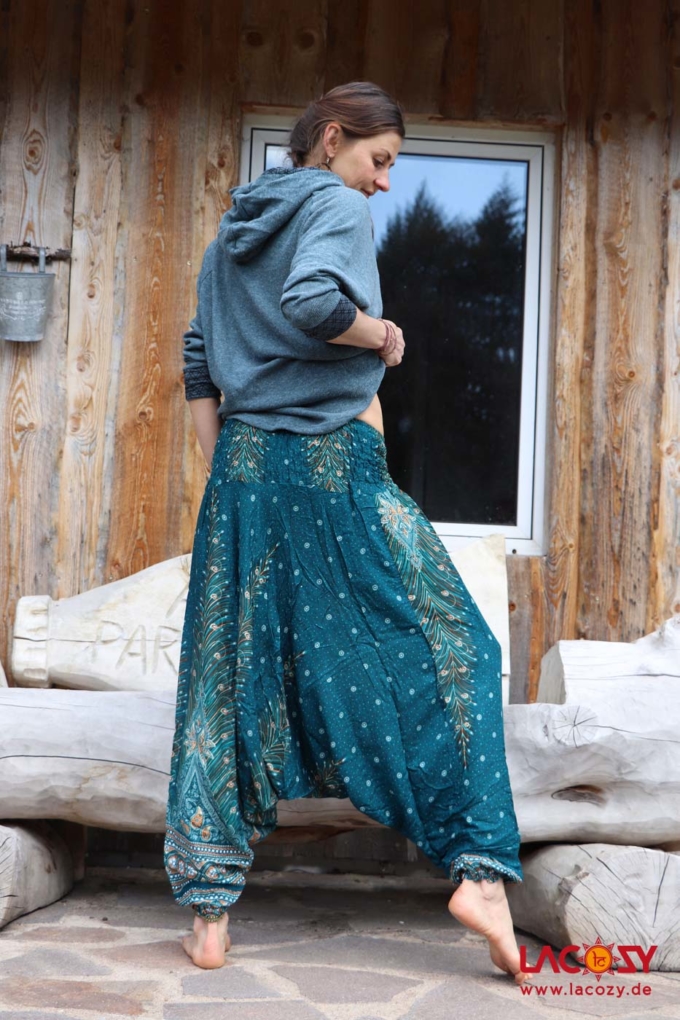 Haremshose Hosenkleid ORIENTAL FEATHERS Türkis – Bild 4