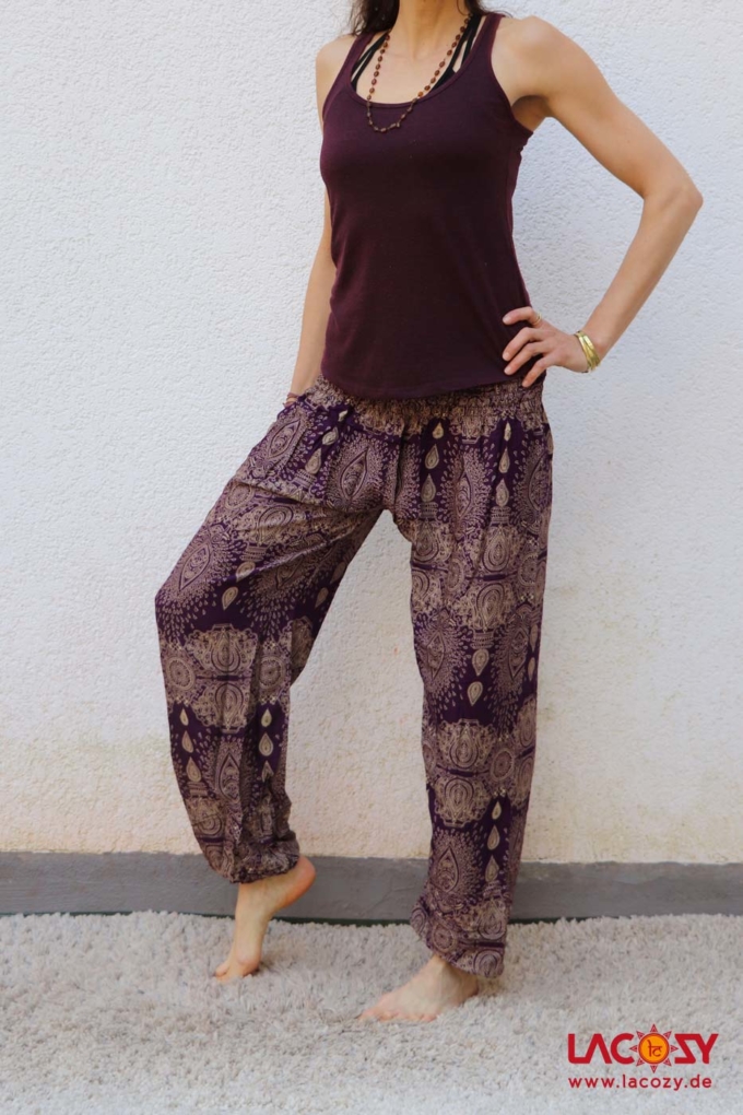Geschmeidige Pumphose mit PAISLEY Motiv Aubergine | Creme – Bild 2