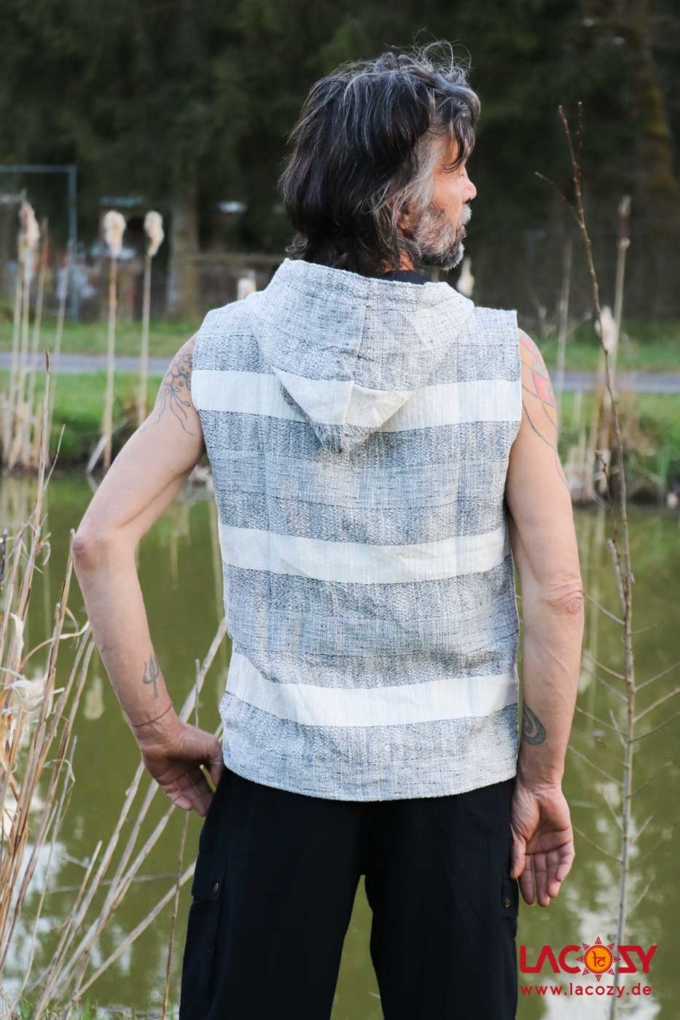 Weste ACCHA aus Baumwolle Herren Grau | Creme – Bild 2