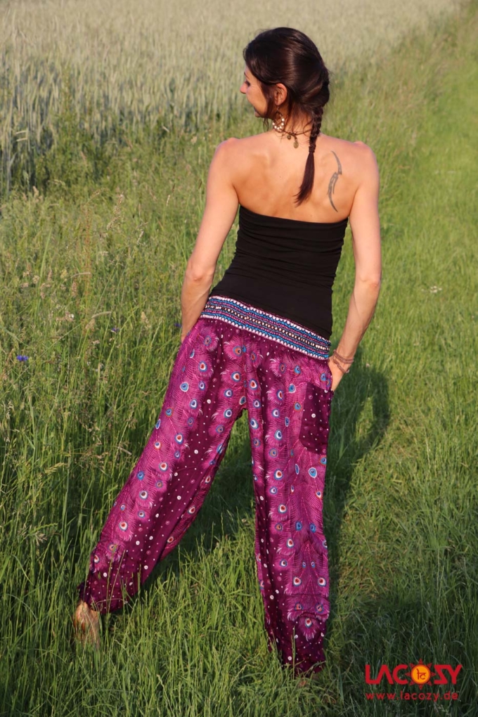 Bequeme Pumphose mit Pfauenmuster Lila Gr. M – Bild 3