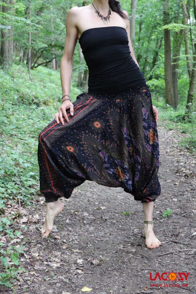 Haremshose mit orientalischem Print Schwarz – Bild 2