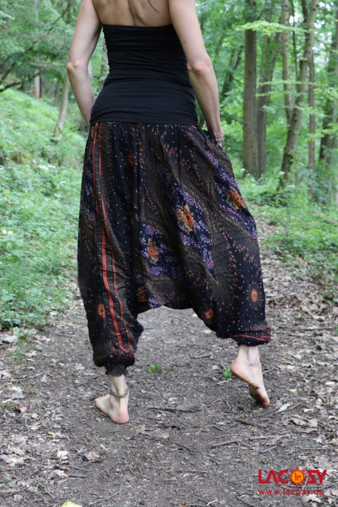 Haremshose mit orientalischem Print Schwarz – Bild 3