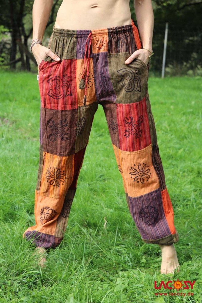 Freizeithose KAYLAH im Patchwork Design mit Blockdruck Orange – Bild 2