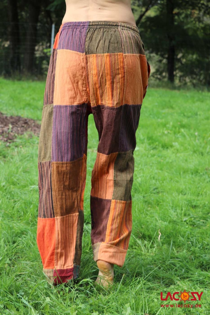 Freizeithose KAYLAH im Patchwork Design mit Blockdruck Orange – Bild 4