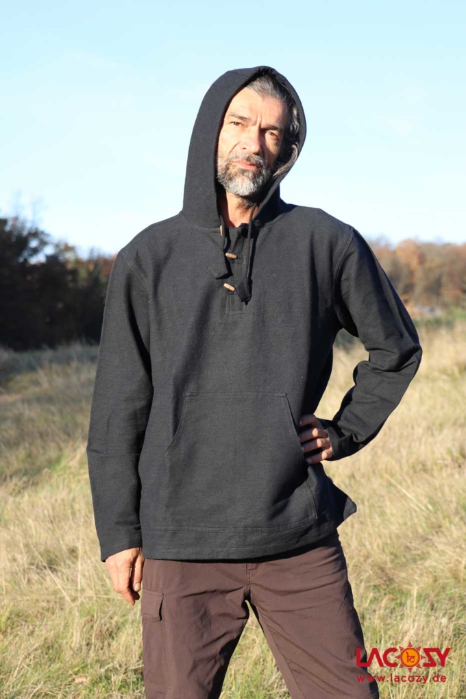 Robuster Männer Hoodie Schwarz