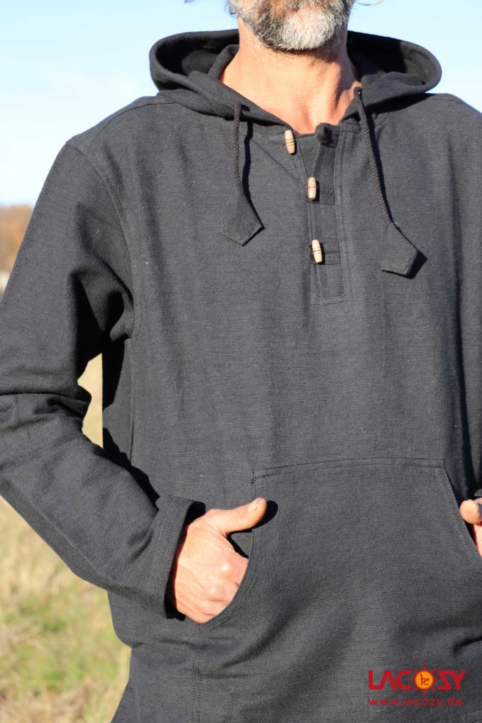 Robuster Männer Hoodie Schwarz – Bild 5