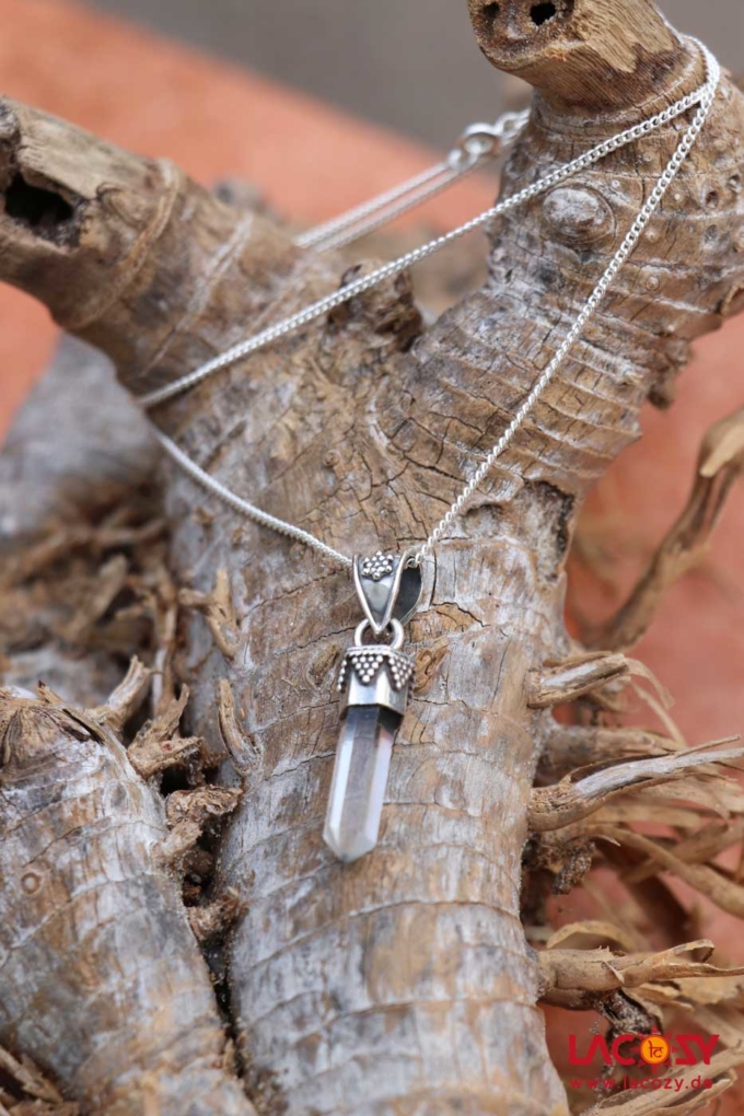 925.- Silber Kette mit Bergkristall Anhänger – Bild 2