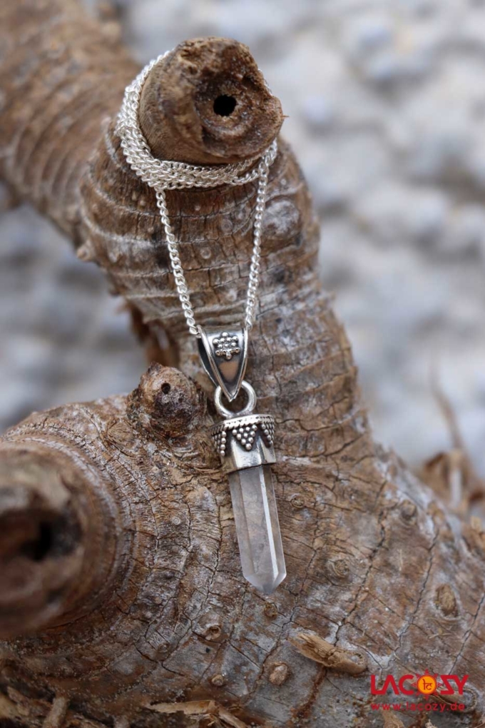 925.- Silber Kette mit Bergkristall Anhänger – Bild 3