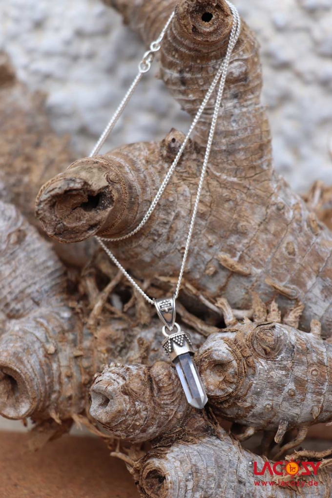 925.- Silber Kette mit Bergkristall Anhänger – Bild 4