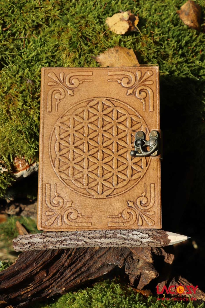 Lederbuch BLUME DES LEBENS Notizbuch  15 x 20 cm – Bild 2