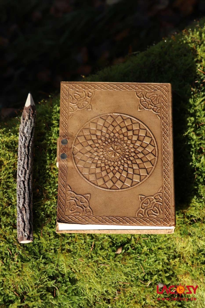 Lederbuch BLUME DES LEBENS Notizbuch  15 x 20 cm – Bild 3