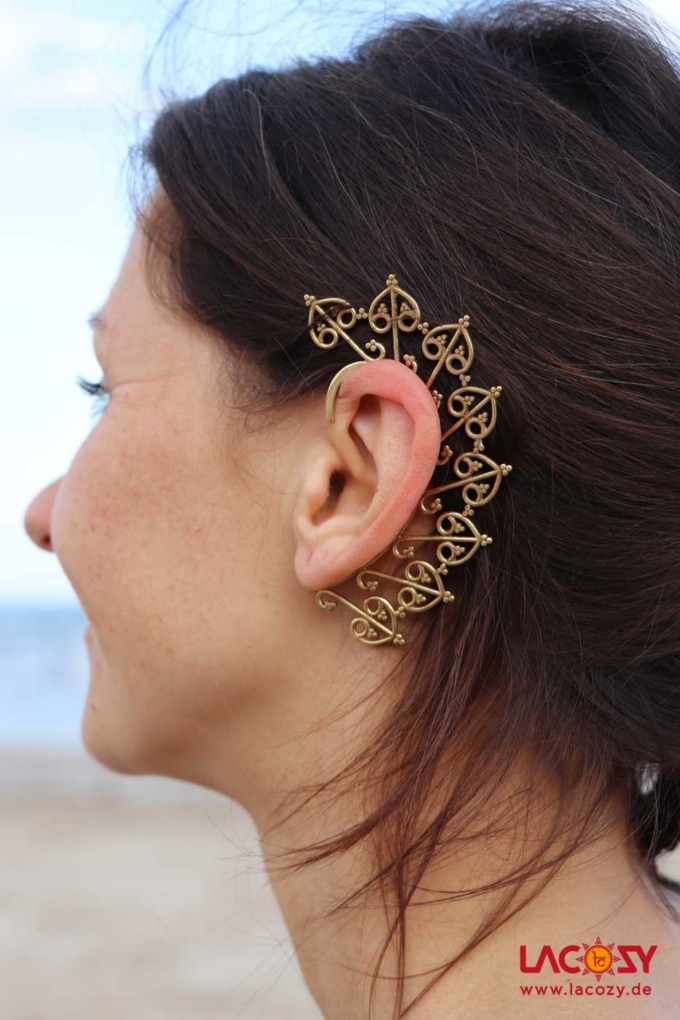 Elfen Ohrring SCHIRMCHEN | Gold – Bild 3