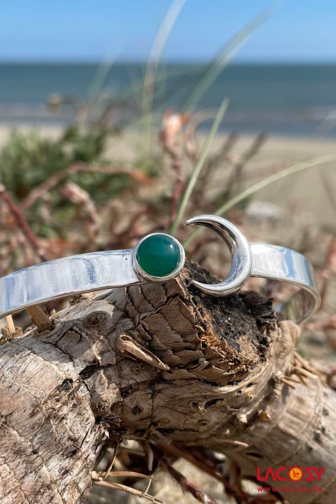 Armreif MOON Silber | grüner Onyx – Bild 3