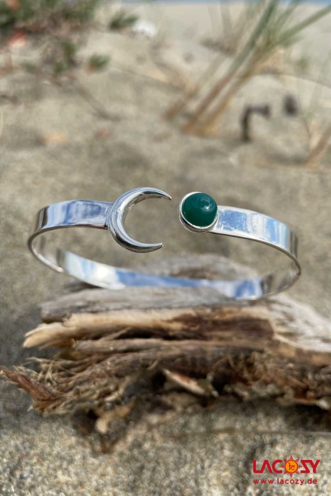 Armreif MOON Silber | grüner Onyx – Bild 4