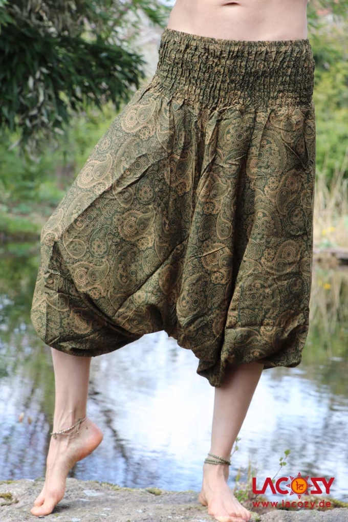 Luftige Haremshose PAISLEY | Khaki – Bild 2
