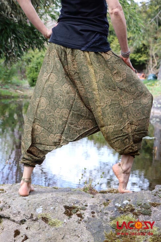 Luftige Haremshose PAISLEY | Khaki – Bild 4
