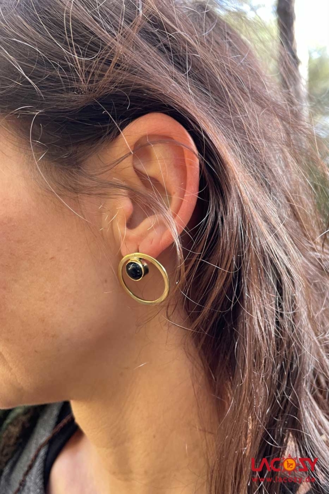 Ohrstecker BLACK HOLE  Gold | schwarzer Onyx – Bild 2