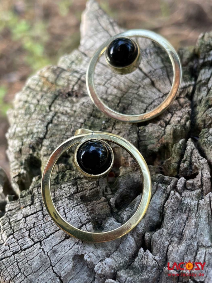 Ohrstecker BLACK HOLE  Gold | schwarzer Onyx – Bild 3